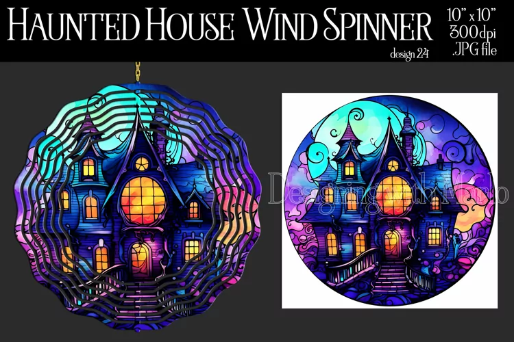 Halloween Wind Spinner, Halloween Haunted House Spinner, d24