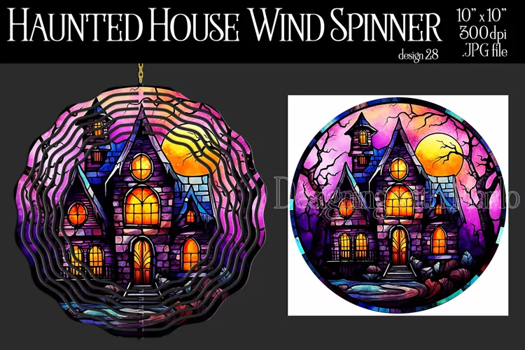 Halloween Wind Spinner, Halloween Haunted House Spinner, d28