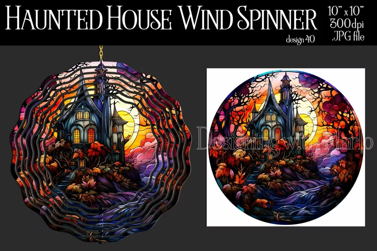 Halloween Wind Spinner, Halloween Haunted House Spinner, d40