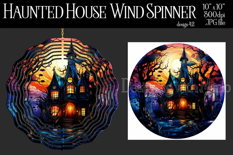 Halloween Wind Spinner, Halloween Haunted House Spinner, d42