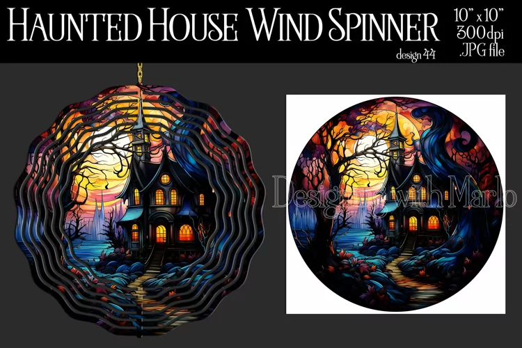 Halloween Wind Spinner, Halloween Haunted House Spinner, d44