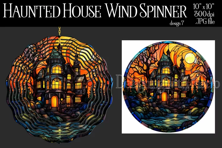 Halloween Wind Spinner, Halloween Haunted House Spinner, d7