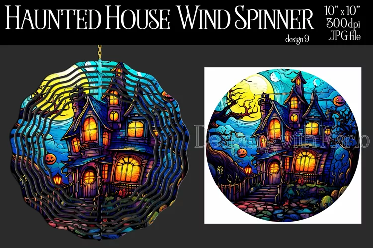 Halloween Wind Spinner, Halloween Haunted House Spinner, d9