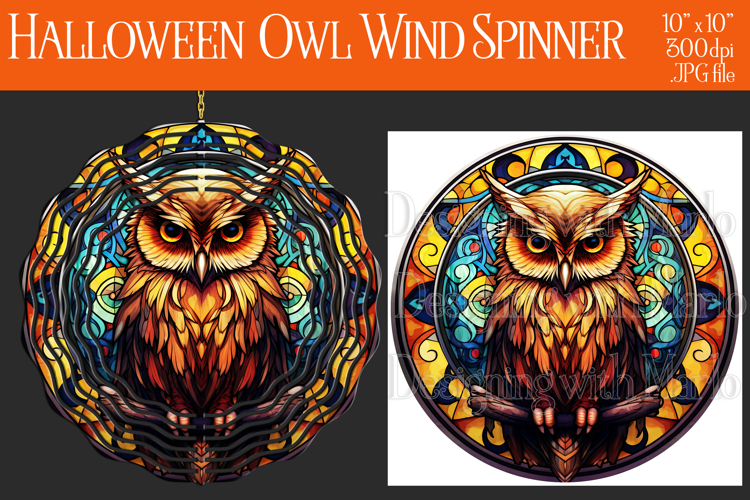 Halloween Owl Wind Spinner, Autumn Owl Wind Spinner, w10