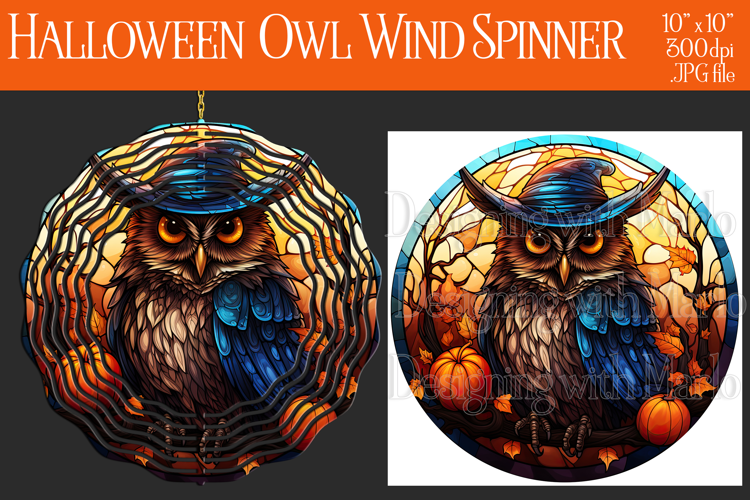 Halloween Owl Wind Spinner, Autumn Owl Wind Spinner, w11
