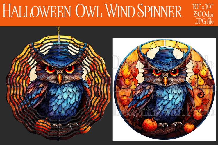 Halloween Owl Wind Spinner, Autumn Owl Wind Spinner, w12
