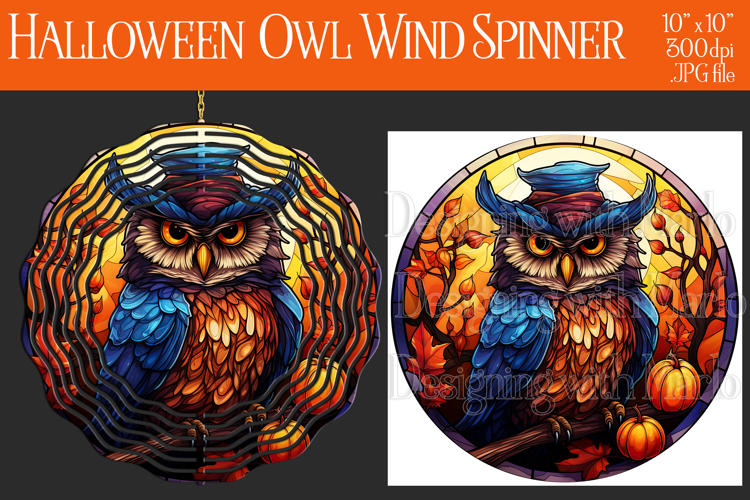 Halloween Owl Wind Spinner, Autumn Owl Wind Spinner, w13
