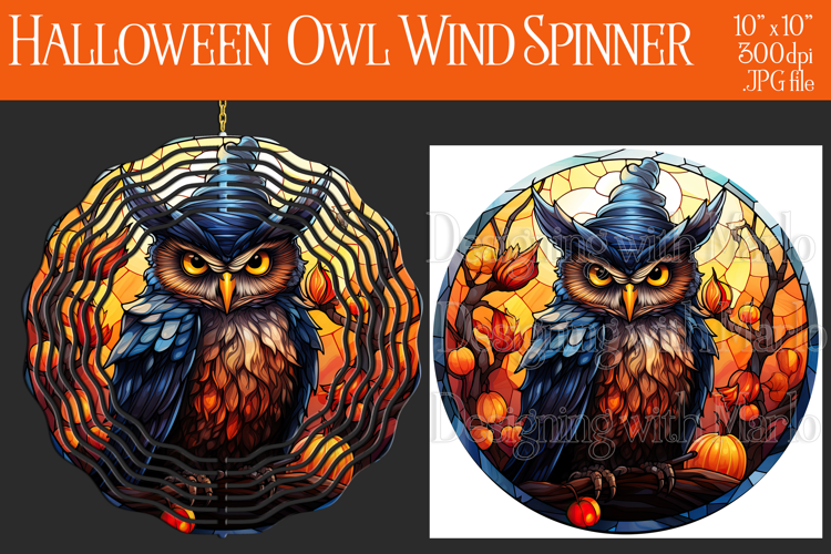 Halloween Owl Wind Spinner, Autumn Owl Wind Spinner, w14