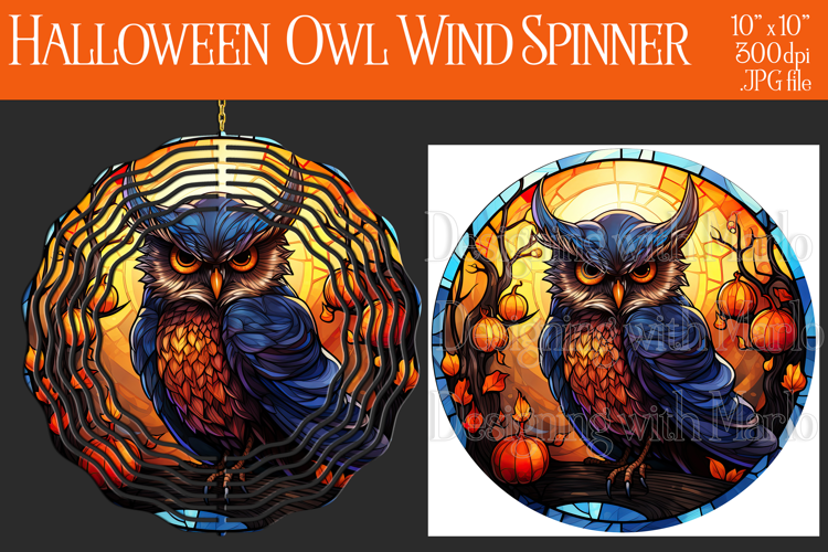 Halloween Owl Wind Spinner, Autumn Owl Wind Spinner, w15