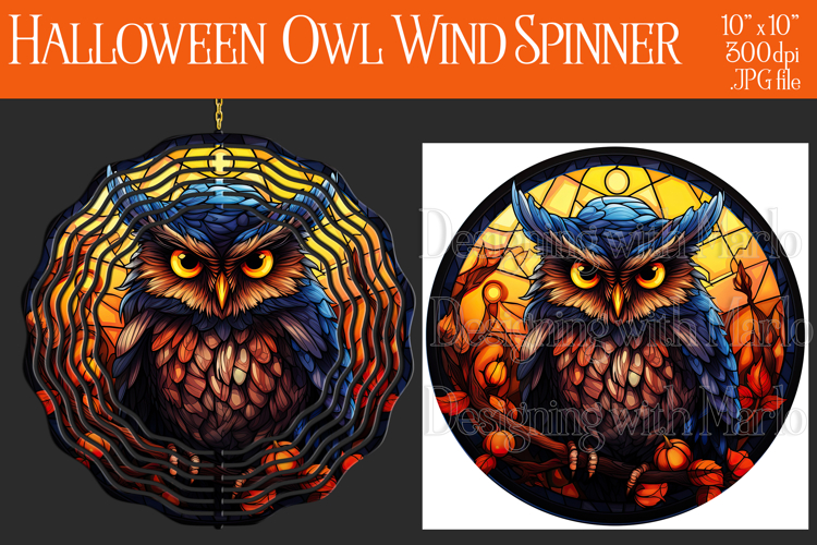 Halloween Owl Wind Spinner, Autumn Owl Wind Spinner, w16