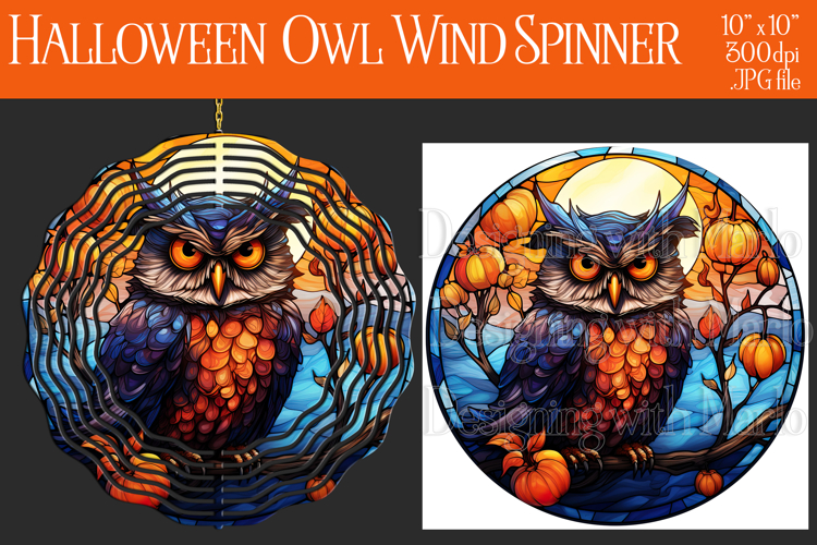 Halloween Owl Wind Spinner, Autumn Owl Wind Spinner, w18