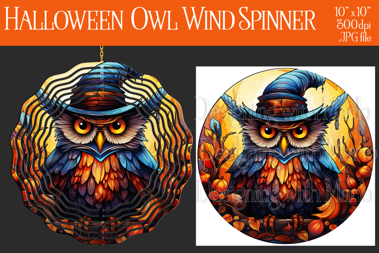 Halloween Owl Wind Spinner, Autumn Owl Wind Spinner, w19