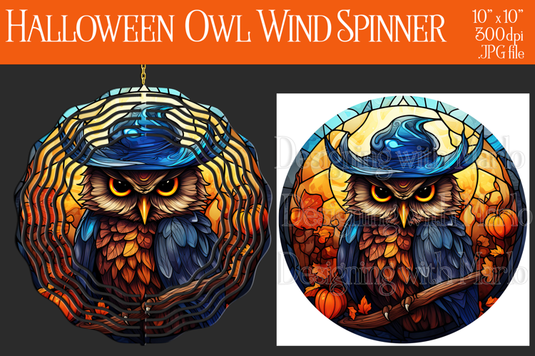 Halloween Owl Wind Spinner, Autumn Owl Wind Spinner, w20