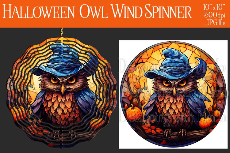 Halloween Owl Wind Spinner, Autumn Owl Wind Spinner, w21