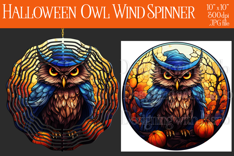Halloween Owl Wind Spinner, Autumn Owl Wind Spinner, w22