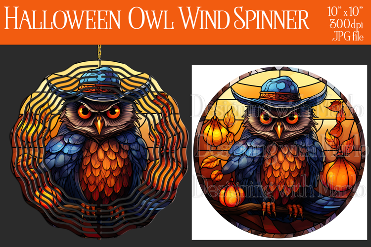 Halloween Owl Wind Spinner, Autumn Owl Wind Spinner, w24