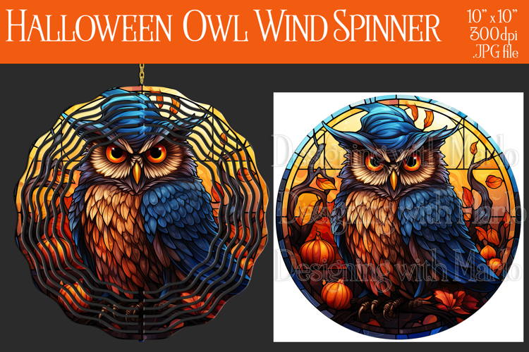 Halloween Owl Wind Spinner, Autumn Owl Wind Spinner, w25