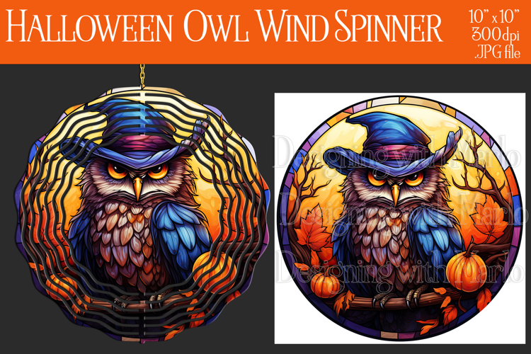 Halloween Owl Wind Spinner, Autumn Owl Wind Spinner, w26