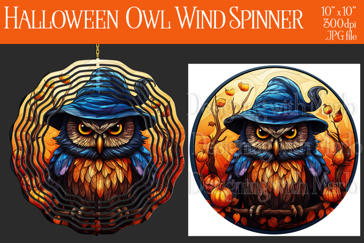 Halloween Owl Wind Spinner, Autumn Owl Wind Spinner, w27