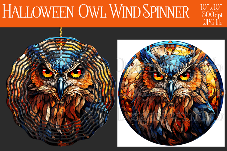Halloween Owl Wind Spinner, Autumn Owl Wind Spinner, w5