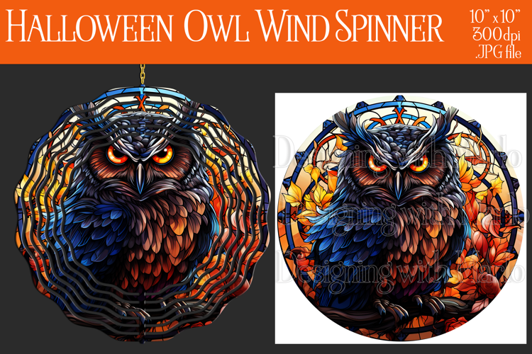 Halloween Owl Wind Spinner, Autumn Owl Wind Spinner, w6