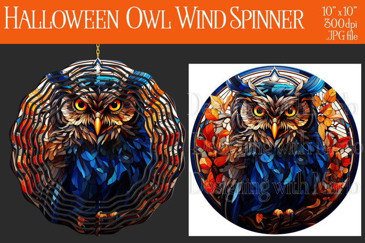 Halloween Owl Wind Spinner, Autumn Owl Wind Spinner, w8