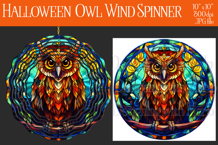 Halloween Owl Wind Spinner, Autumn Owl Wind Spinner, w9