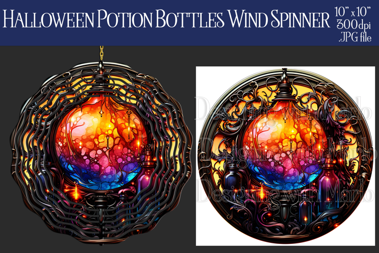 Halloween Wind Spinner, Potion Bottles Wind Spinner, w1