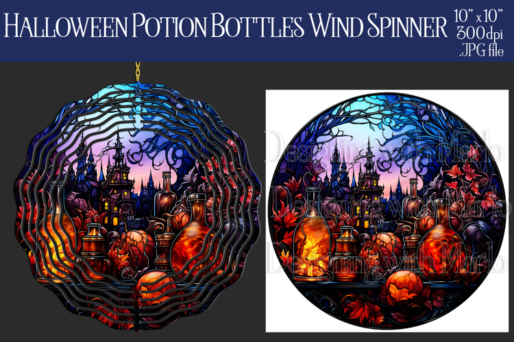 Halloween Wind Spinner, Potion Bottles Wind Spinner, w10