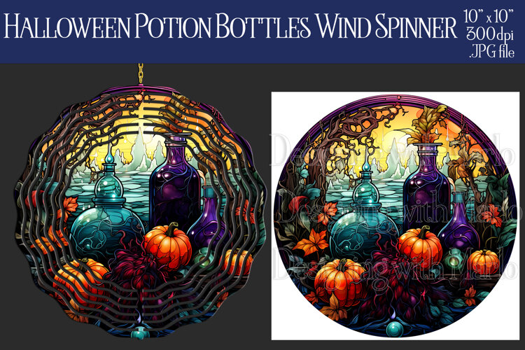 Halloween Wind Spinner, Potion Bottles Wind Spinner, w2 example image 1