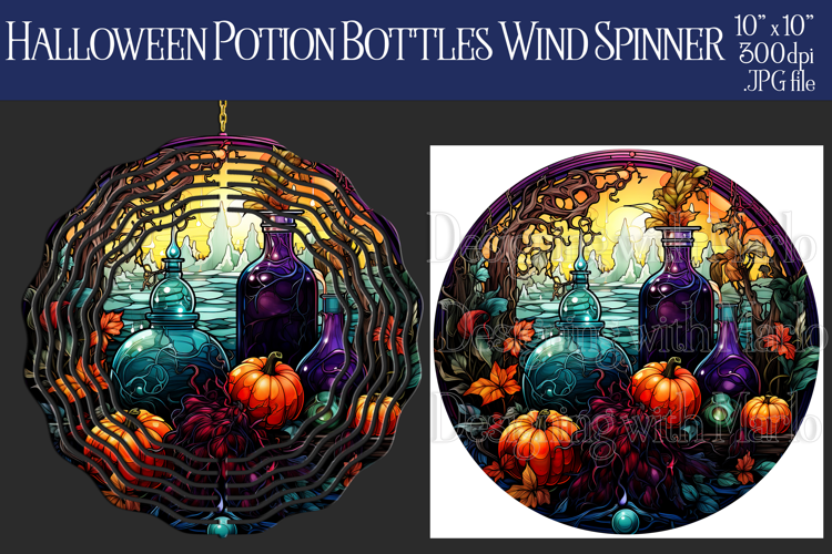Halloween Wind Spinner, Potion Bottles Wind Spinner, w2