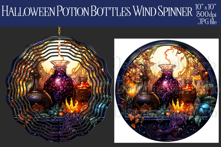 Halloween Wind Spinner, Potion Bottles Wind Spinner, w3