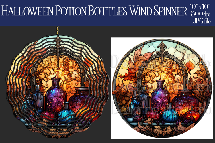 Halloween Wind Spinner, Potion Bottles Wind Spinner, w4