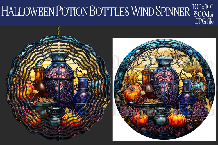 Halloween Wind Spinner, Potion Bottles Wind Spinner, w5 example image 1