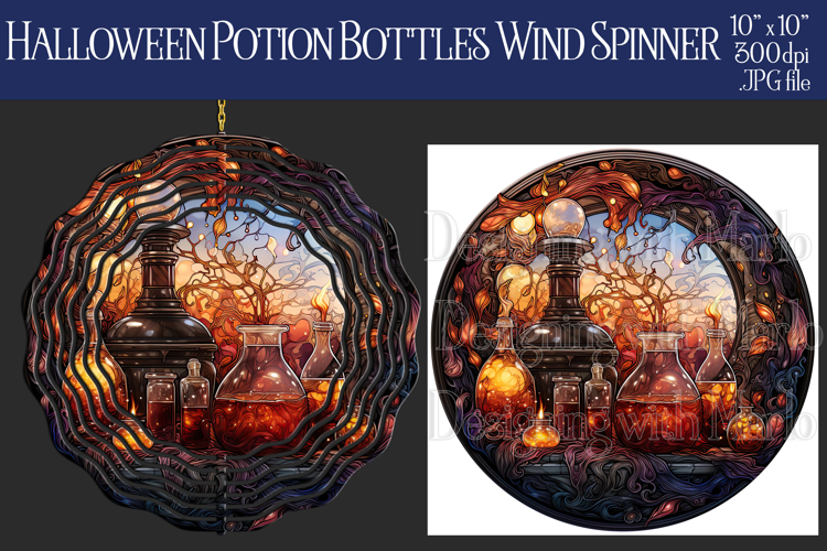 Halloween Wind Spinner, Potion Bottles Wind Spinner, w6