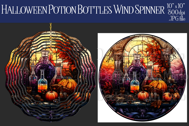Halloween Wind Spinner, Potion Bottles Wind Spinner, w7