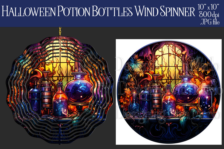 Halloween Wind Spinner, Potion Bottles Wind Spinner, w8 example image 1