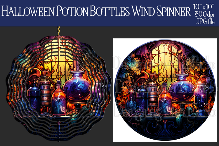 Halloween Wind Spinner, Potion Bottles Wind Spinner, w8