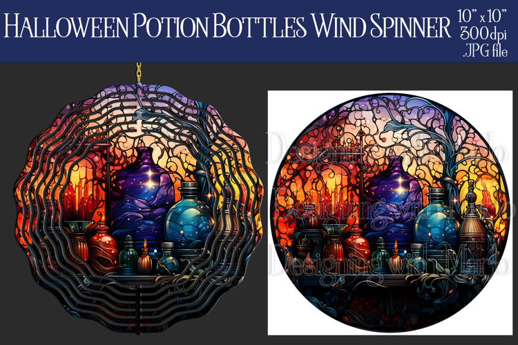 Halloween Wind Spinner, Potion Bottles Wind Spinner, w9