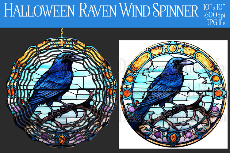 Halloween Wind Spinner, Halloween Raven Wind Spinner, w1 example image 1