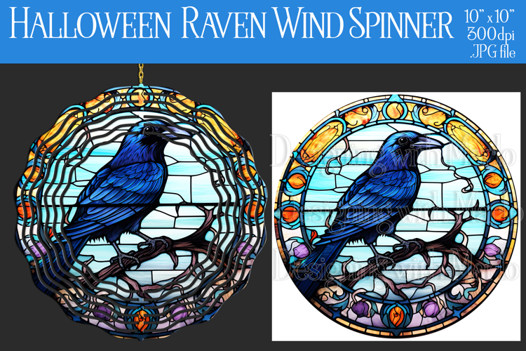 Halloween Wind Spinner, Halloween Raven Wind Spinner, w1