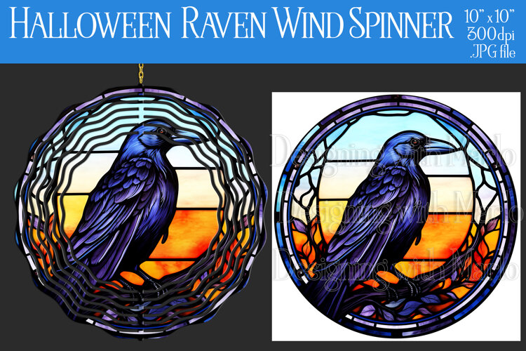 Halloween Wind Spinner, Halloween Raven Wind Spinner, w10 example image 1