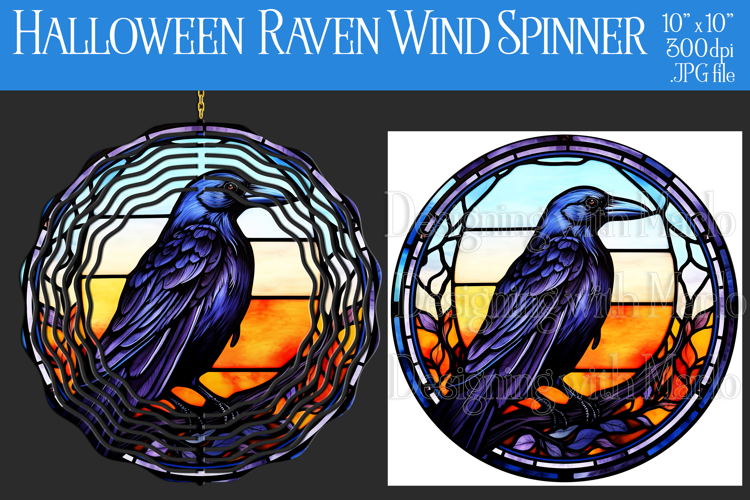 Halloween Wind Spinner, Halloween Raven Wind Spinner, w10