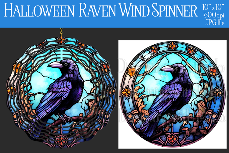 Halloween Wind Spinner, Halloween Raven Wind Spinner, w11