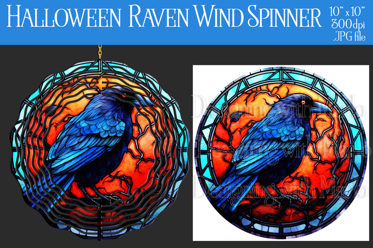 Halloween Wind Spinner, Halloween Raven Wind Spinner, w12