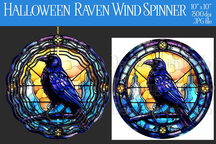 Halloween Wind Spinner, Halloween Raven Wind Spinner, w13 example image 1
