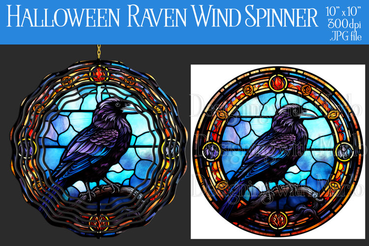 Halloween Wind Spinner, Halloween Raven Wind Spinner, w14 example image 1
