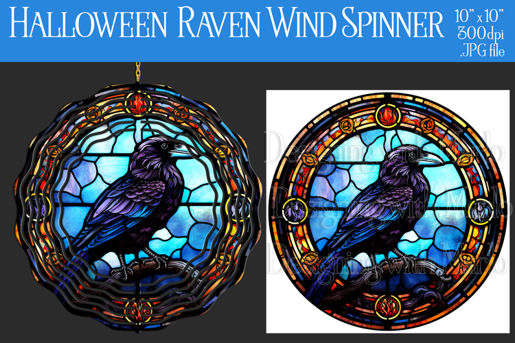 Halloween Wind Spinner, Halloween Raven Wind Spinner, w14