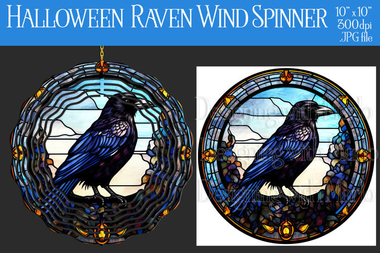 Halloween Wind Spinner, Halloween Raven Wind Spinner, w15
