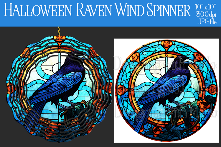 Halloween Wind Spinner, Halloween Raven Wind Spinner, w17